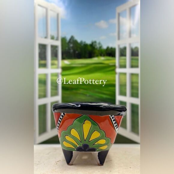 Talavera Planter Pot Hand-Painted Mexican Ceramic Indoor Outdoor Succulent Pot - Picture 5 of 11